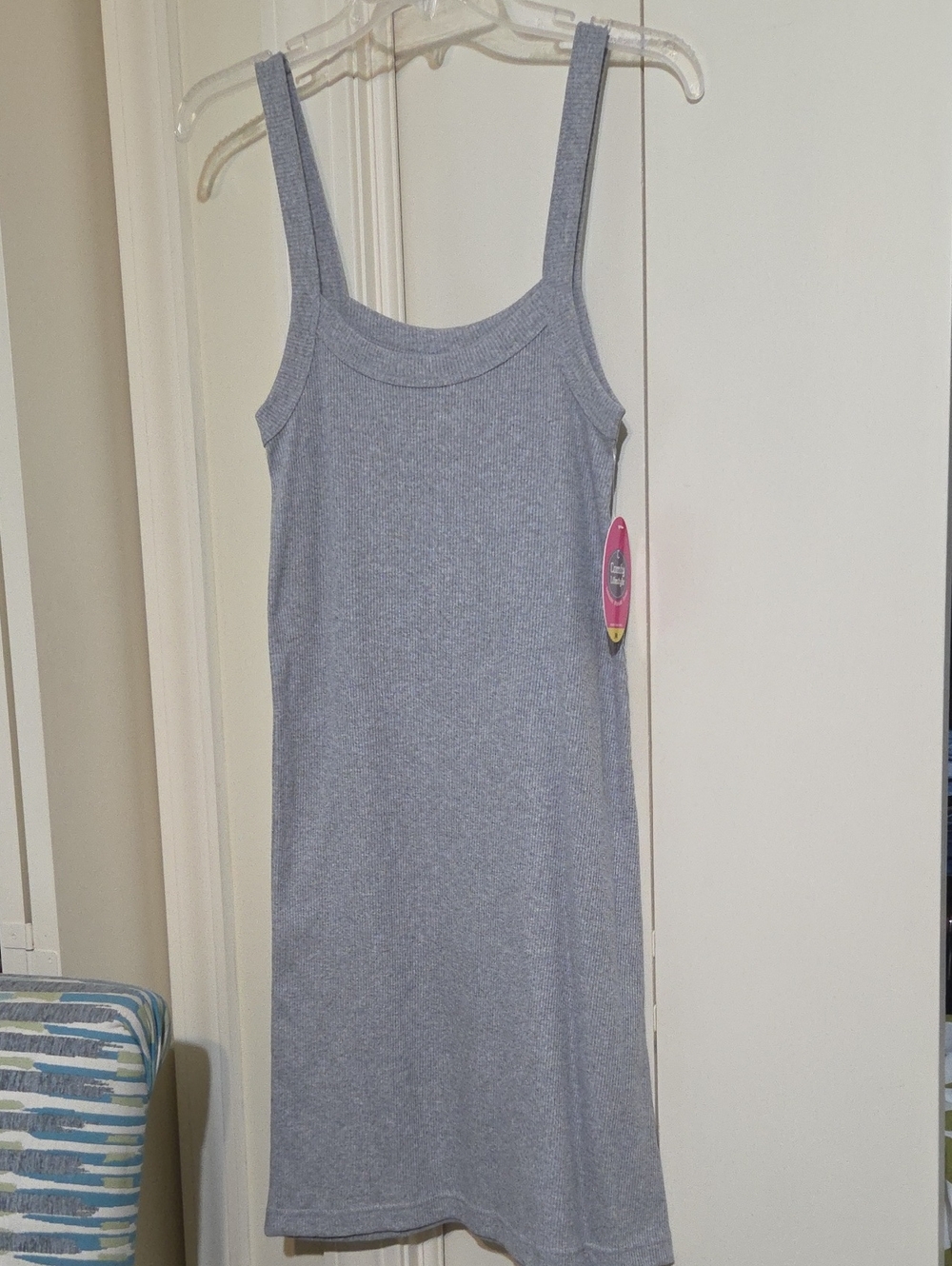 Women's Light Grey Ribbed Tank Deess- Classic Comfort